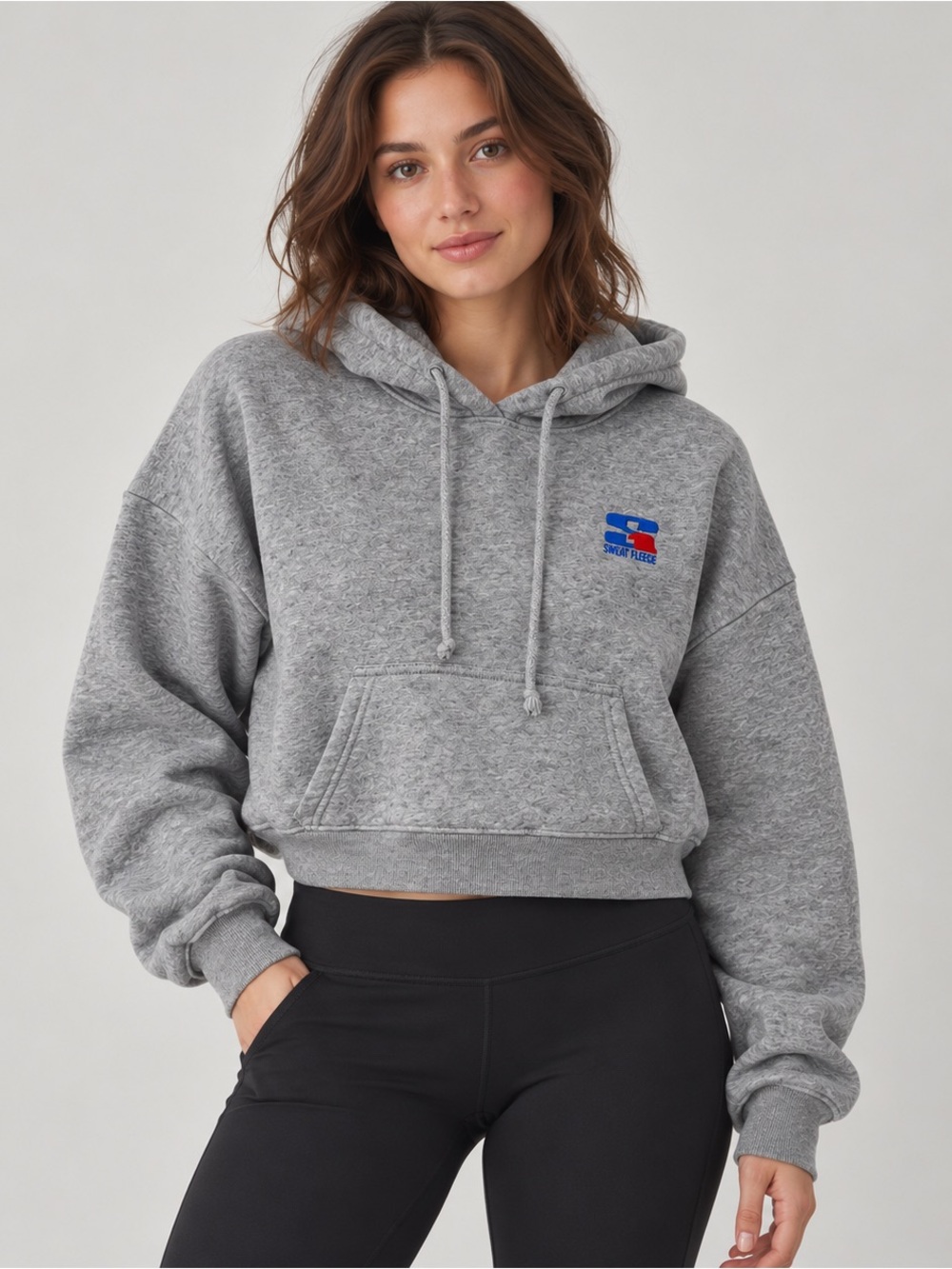 Aritzia TNA x Starter Cozy Sweatfleece Cropped Hoodie Grey Size S